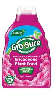 GRO-SURE Ericaceous liquid feed, for plants preferring acidic soil. Buy online with UK nationwide delivery.